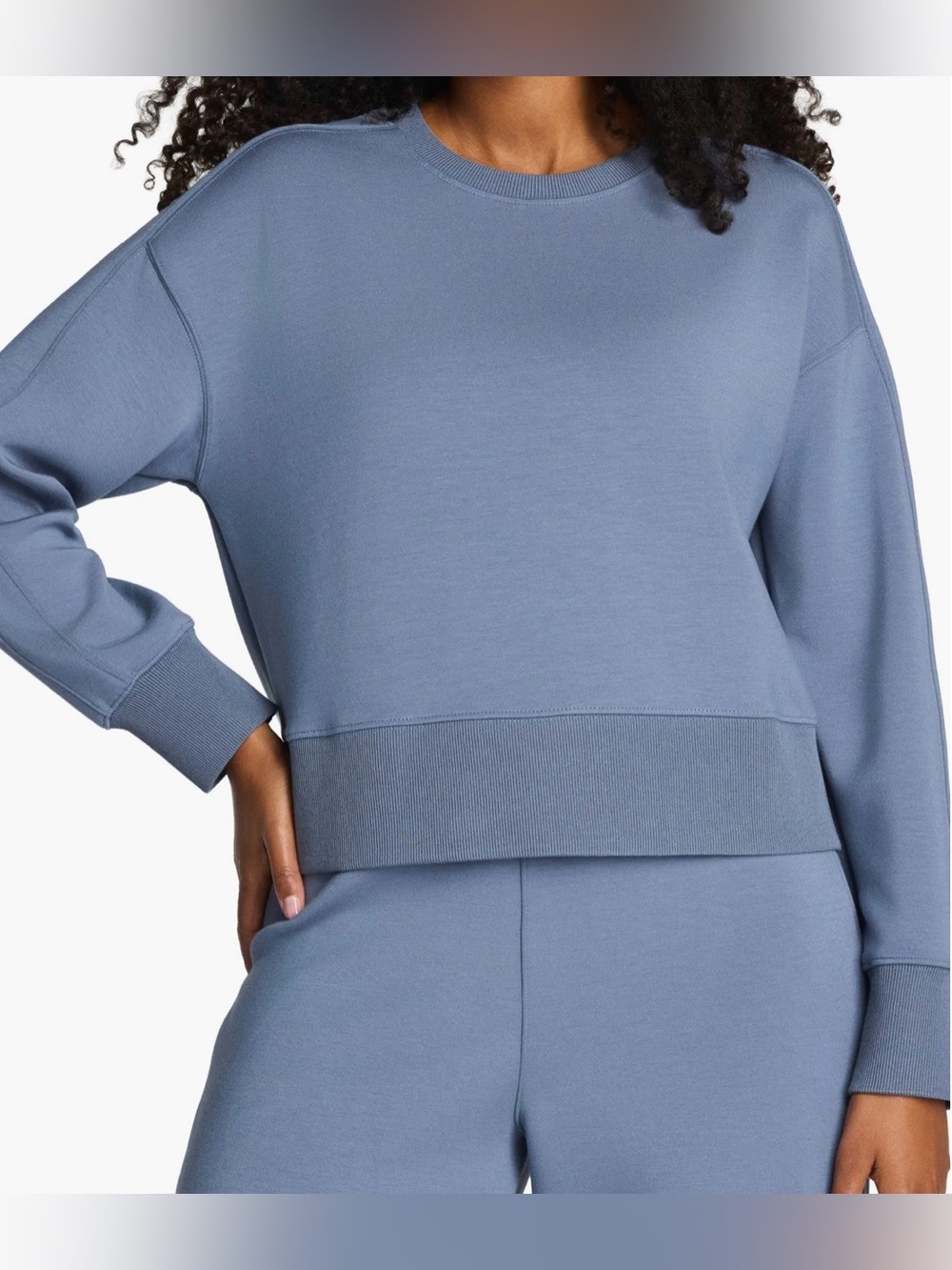 Spanx Air Essentials Luxe Blue Crewneck Sweatshirt, Size XL